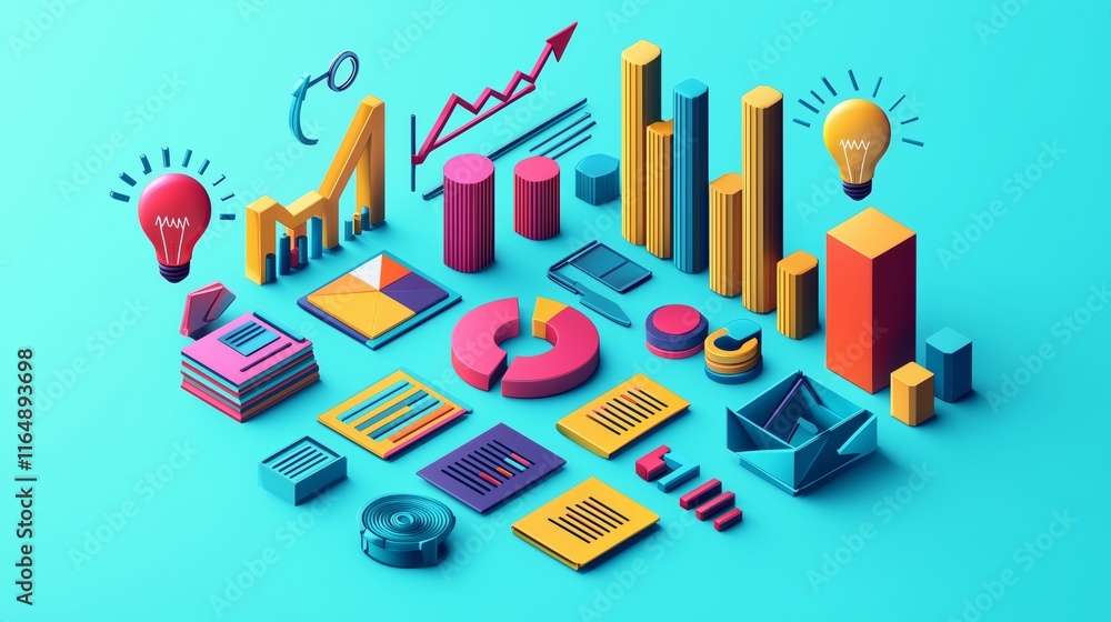 Aufkleber colorful business charts and graphs for data visualization concepts