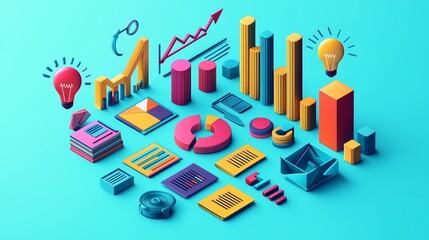 Colorful Business Charts and Graphs for Data Visualization Concepts