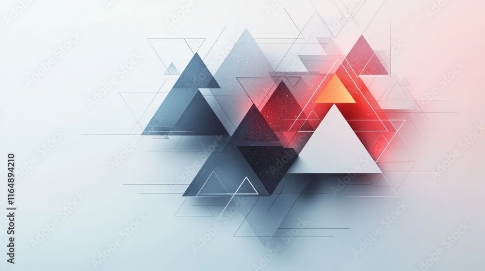 Poster abstract geometric composition with triangles and soft colors