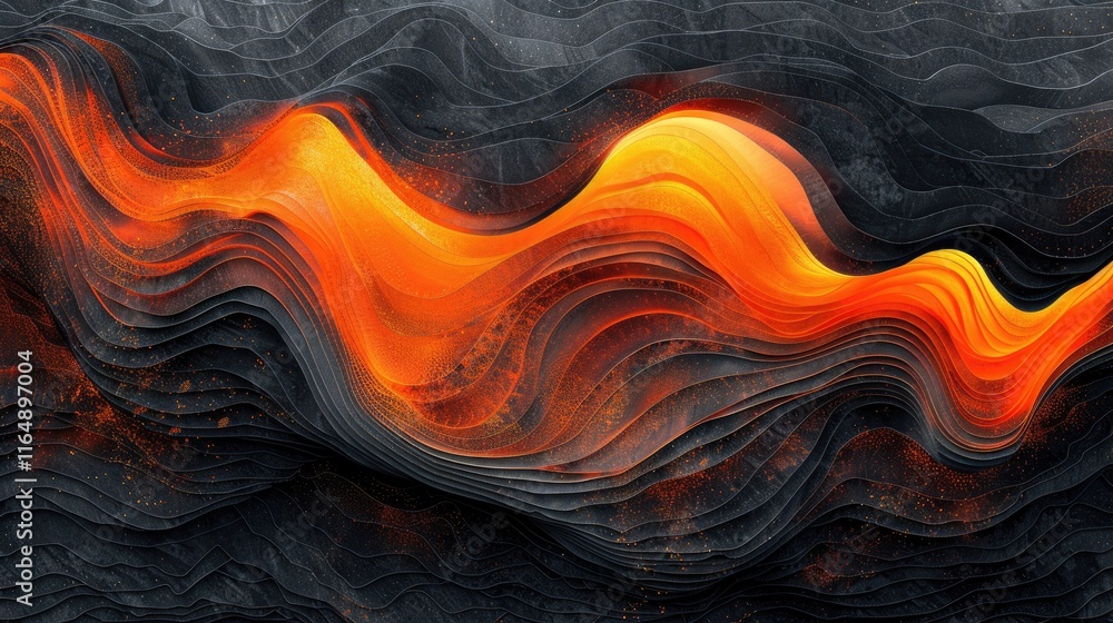 Aufkleber abstract waves of orange and black create a dynamic, fluid visual experience.