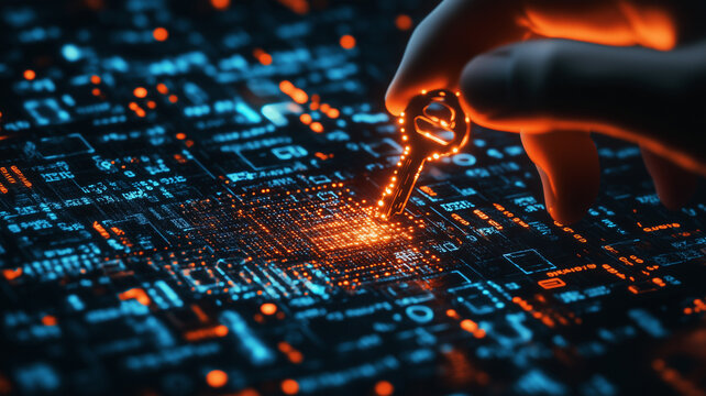 Key fits into a lock.