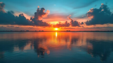 Fototapeta premium Beach Bathed in Sunrise Glow