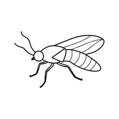 Alderfly (Sialidae) insect design, labeled line art vector illustration.