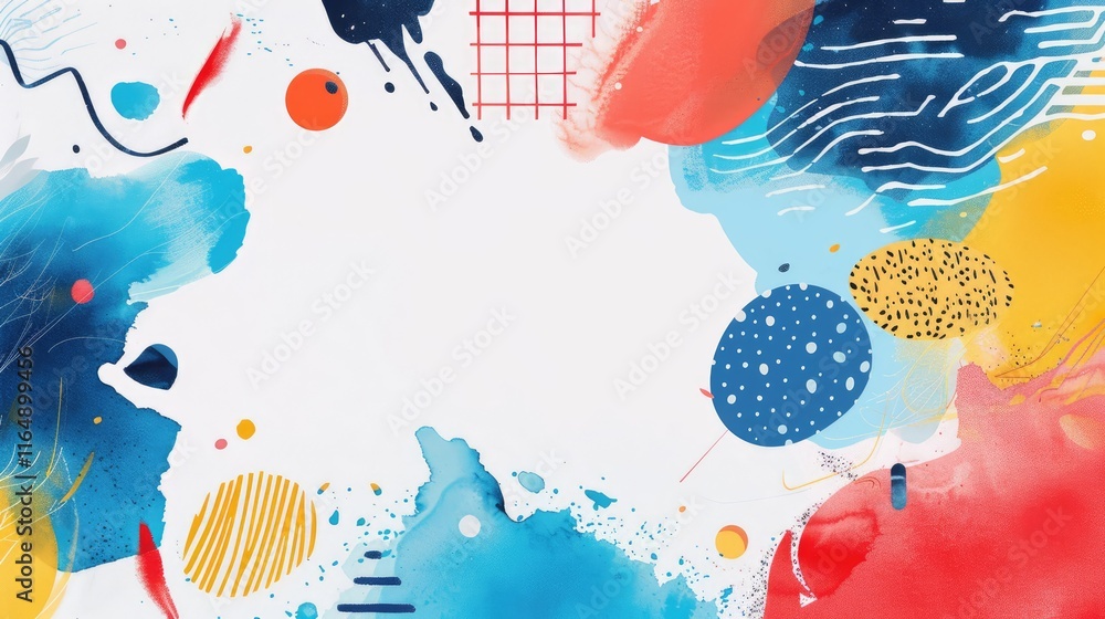 Poster abstract colorful background with vibrant shapes and textures for creative use.
