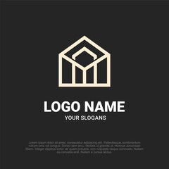 Minimalist and precise outline house architect logo, symbolizing modern design and innovation for a professional brand identity