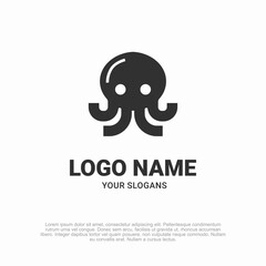 Playful and sleek simple octopus logo, showcasing versatility and creativity for a dynamic brand identity