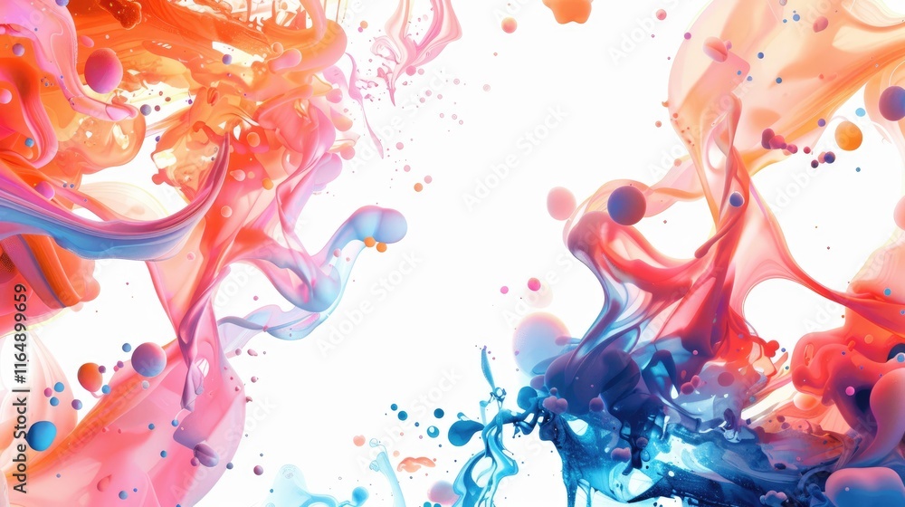 Poster abstract colorful swirls and splashes of paint create a vibrant artistic background.