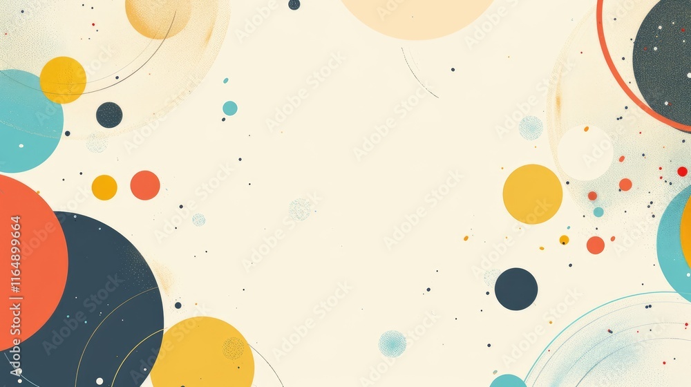 Poster abstract design featuring colorful circles and soft textures on a light background.