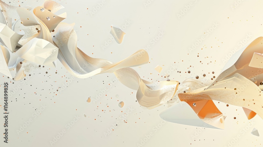 Aufkleber abstract composition of flowing shapes and fragments in soft colors.