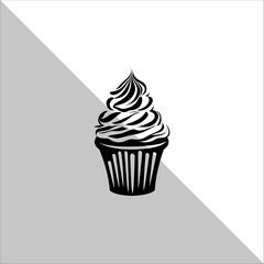 Cupcake Silhouette Vector illustration. Flat cupcake silhouette illustration.