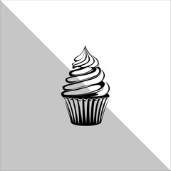 Cupcake Silhouette Vector illustration. Flat cupcake silhouette illustration.