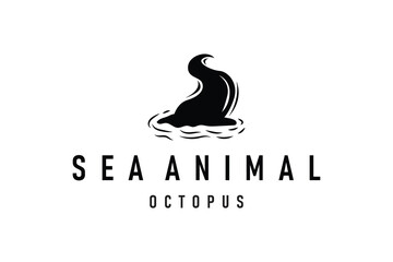 Octopus Logo Old Retro Vintage Design Ocean Animal Vector Tentacle Illustration Template