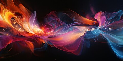 Abstract swirling nebula of vibrant colors, a cosmic dance of light and energy.  