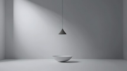 An empty minimalist room with a light gray backdrop, providing a neutral, professional look for a product display