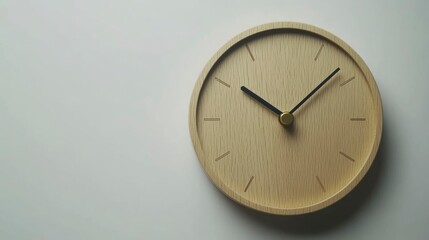 A Simple Wooden Wall Clock Shows The Time