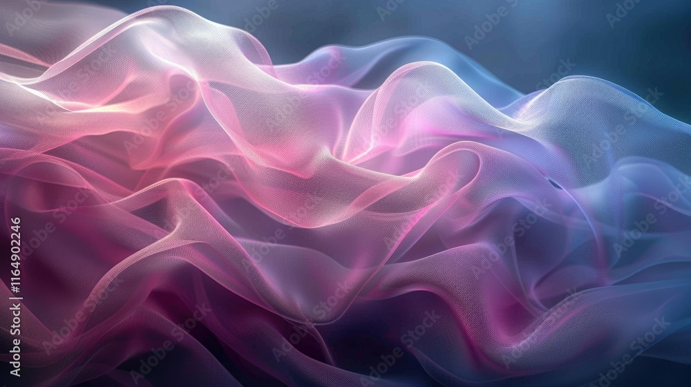 Poster abstract flowing fabric in soft colors, creating a serene and dreamy atmosphere.