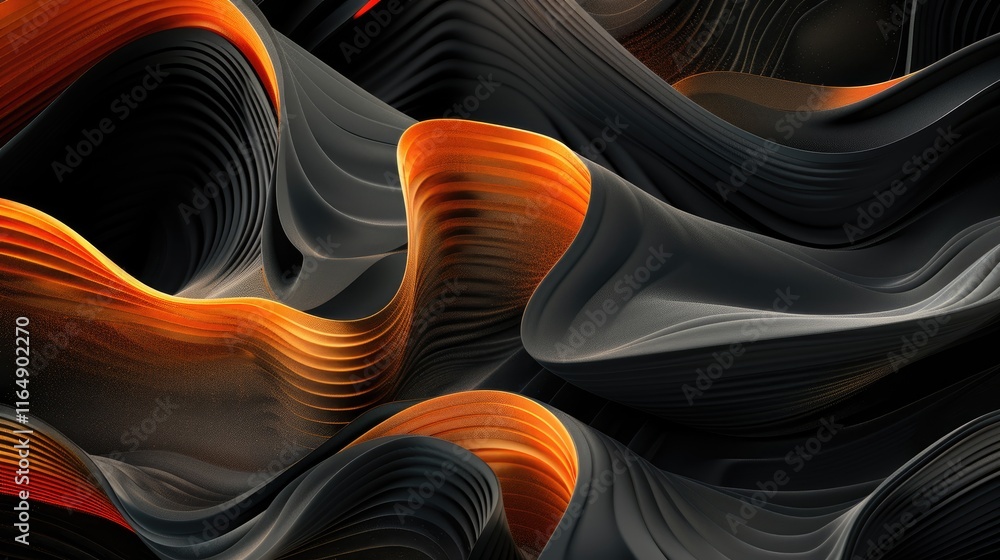 Aufkleber abstract waves of orange and black create a dynamic, flowing visual texture.