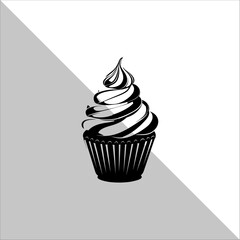 Cupcake Silhouette Vector illustration. Flat cupcake silhouette illustration.