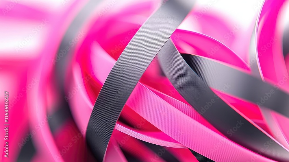 Poster noise abstract background concept. colorful composition of intertwined pink and black ribbons creati