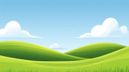 Obraz premium Rolling Green Hills Under a Blue Sky With Clouds