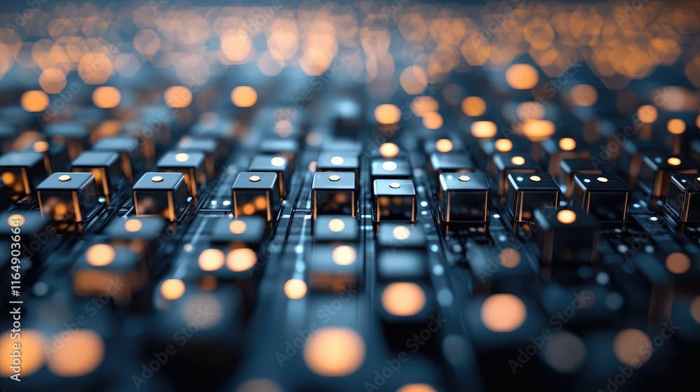Poster noise abstract background concept. close-up of electronic circuit board with glowing lights and intr
