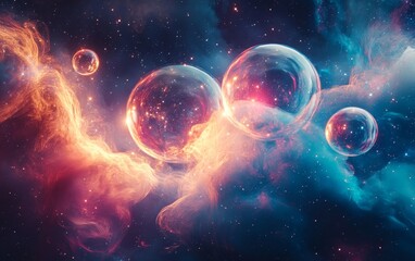 Dream abstract compositions floating in a cosmic atmosphere. Generative AI