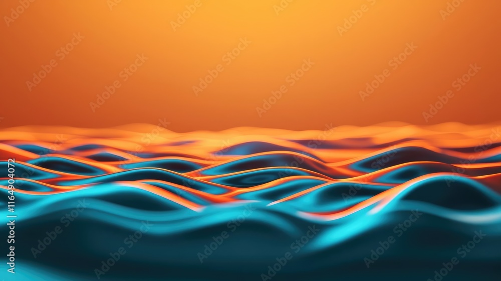 Poster noise abstract background concept. abstract ocean waves illuminated by warm sunset, creating a vibra