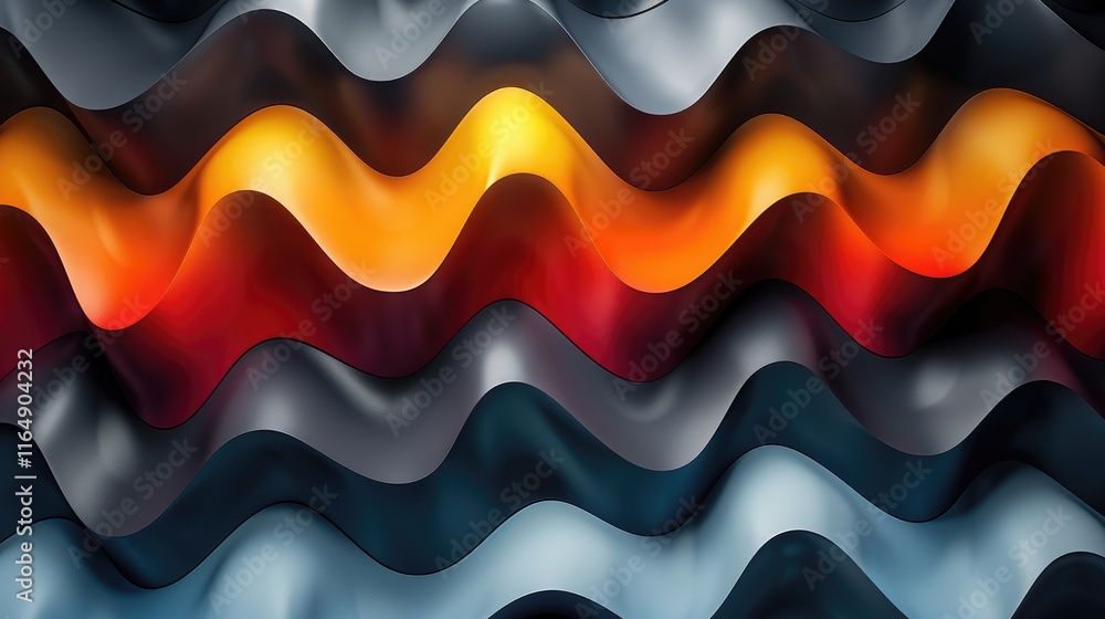 Poster abstract wavy design in vibrant colors creating a dynamic visual effect.