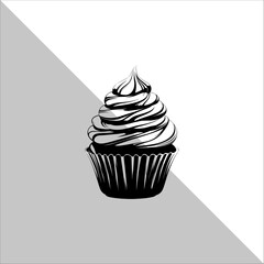 Cupcake Silhouette Vector illustration. Flat cupcake silhouette illustration.