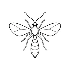 Scorpionfly (Mecoptera) sector design, labeled line art vector illustration.