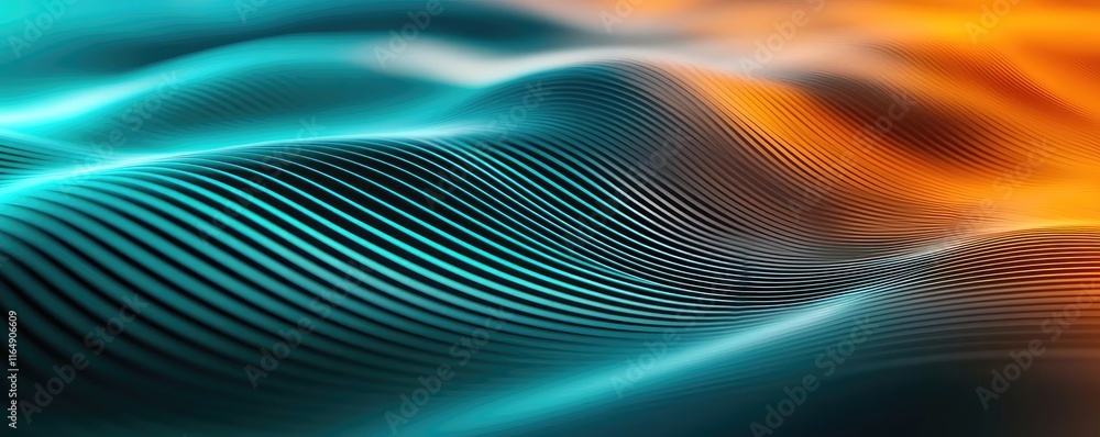 Poster Noise abstract background concept. Abstract wave patterns in teal and orange, creating a dynamic and modern design.