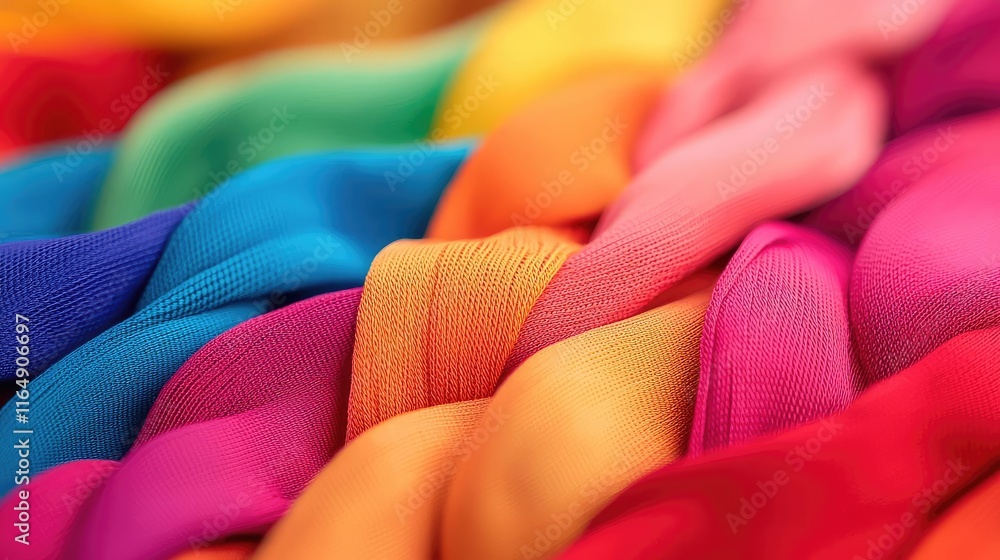 Poster noise abstract background concept. vibrant, colorful fabric braids create a visually striking textil