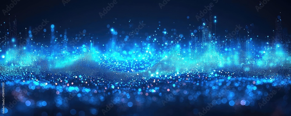 Aufkleber noise abstract background concept. stunning blue waves of light and particles creating a surreal dig