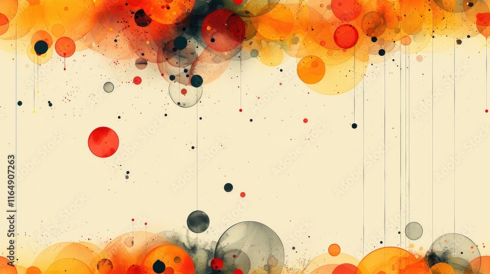 Poster abstract design featuring colorful circles and gradients on a light background.