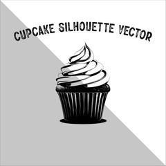 Cupcake Silhouette Vector illustration. Flat cupcake silhouette illustration.