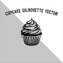 Cupcake Silhouette Vector illustration. Flat cupcake silhouette illustration.