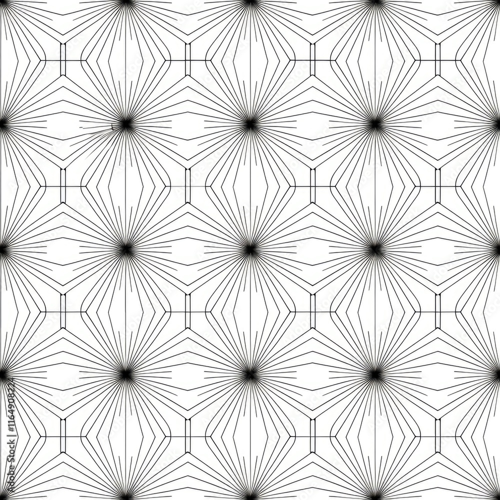 Aufkleber a geometric pattern featuring black radial lines emanating from central points on a white background