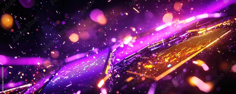 Poster Torn abstract background idea. Colorful abstract design with vibrant lights and shimmering patterns for creative projects.