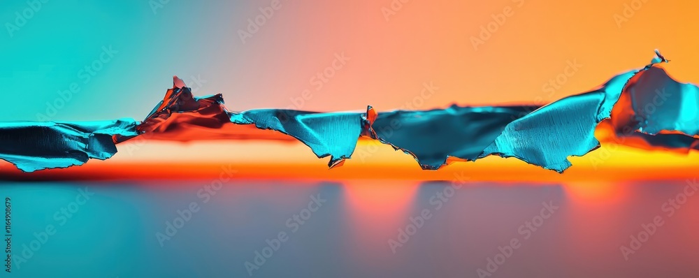 Poster torn abstract background idea. a vibrant abstract composition with crumpled paper and colorful light