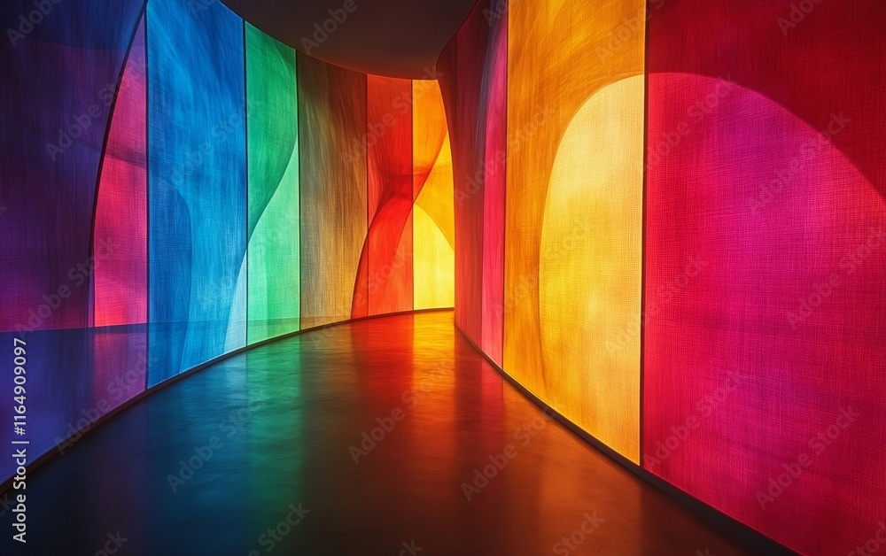 Wall mural glow tracing the outlines of abstract shapes. generative ai
