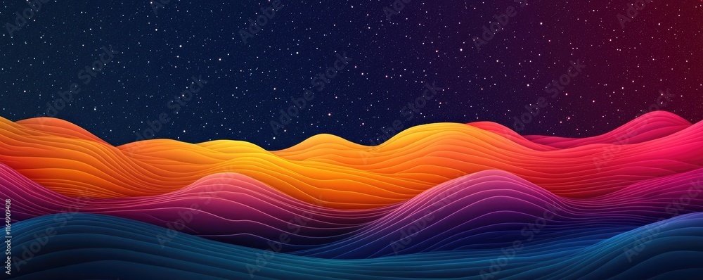 Poster starry abstract background concept. vibrant waves of color merging together to create a stunning dig