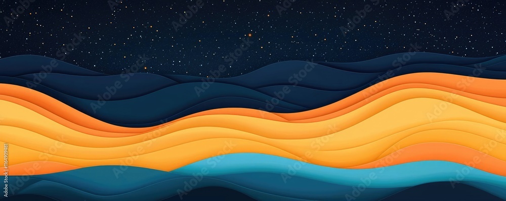 Poster starry abstract background concept. abstract waves of color create a mesmerizing digital landscape a