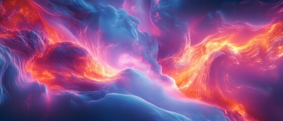 Fototapeta premium abstract shapes pulsing and flowing in glowing energy. Generative AI