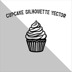 Cupcake Silhouette Vector illustration. Flat cupcake silhouette illustration.
