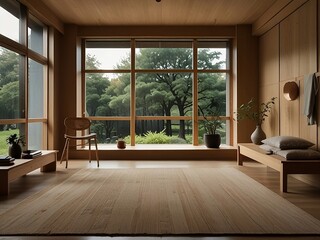 Minimalist Muji-Inspired Japandi Wooden Room with Clean Lines and Tranquil Design