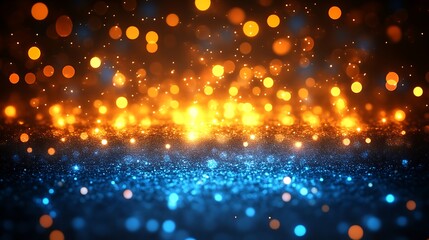 Obraz premium Abstract Blue and Orange Glitter Lights Background