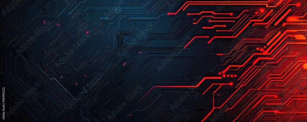 Poster torn abstract background idea. abstract circuit board design with vibrant red and blue colors, symbo