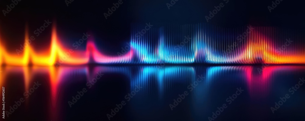 Poster noise abstract background concept. colorful sound wave spectrum visualizing audio frequencies and dy