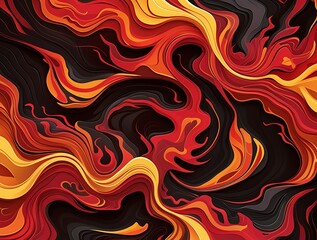 
Dynamic abstract flame design with vibrant red and yellow hues swirling on a dark background, symbolizing energy, power, and creativity in a mesmerizing artistic representation of fiery motion and pa