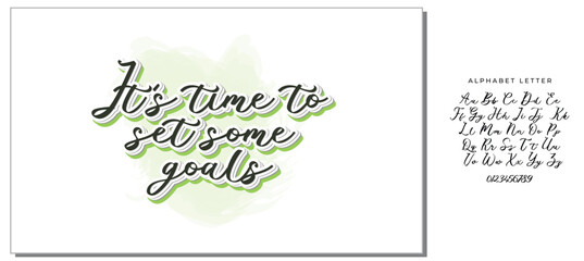 Fototapeta premium It's time to set some goals, Vector illustration isolated on white background. Concept of personal scheduling template. Hand Drawn typography / lettering design.Perfect for cover,poster,diary,planner.